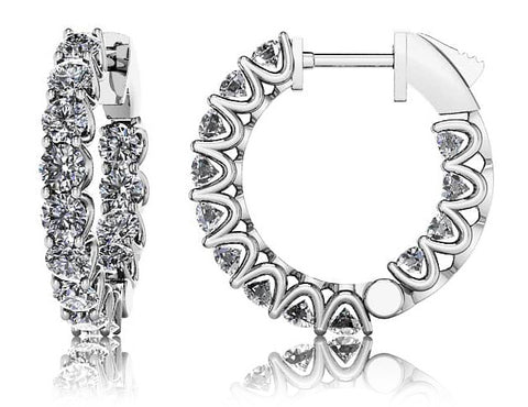 Lab Round Diamond Hoop Earrings - 1.12ct to 3.52ct Total Weight - Choice of White or Yellow Gold