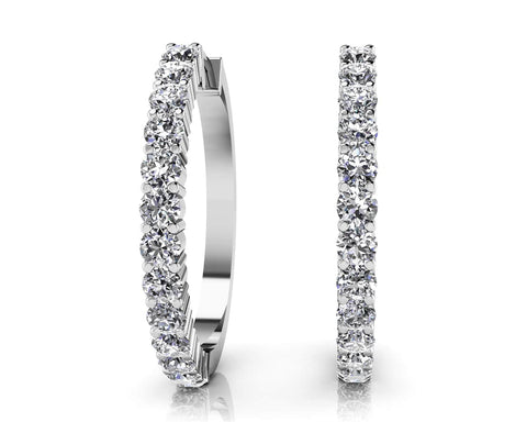 Lab Diamond Hoop Earrings - Choice of White or Yellow Gold - .49ct to 1.56ct Total Weight