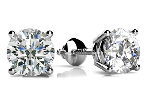 Lab Diamond Stud Earrings - Choice of White Gold or Yellow Gold- .50ct to 6.00ct Total Weight
