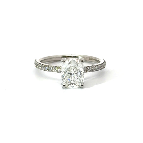 Elongated Cushion Cut , Italian Pave Design with Diamond On Prongs- Choice of .50ct / .80ct / 1.00ct or 1.20ct