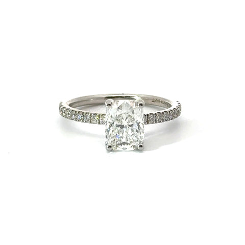 Lab Elongated Cushion Cut , Italian Pave Design with Diamond On Prongs- Choice of 1.00ct / 1.50ct / 2.00ct or 2.50ct