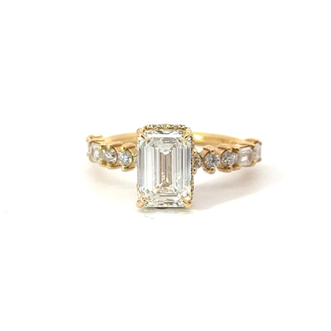 Emerald Cut Diamond - Multi Shape Design with Reverse Halo -Choice of .50ct / .80ct / 1.00ct or 1.20ct