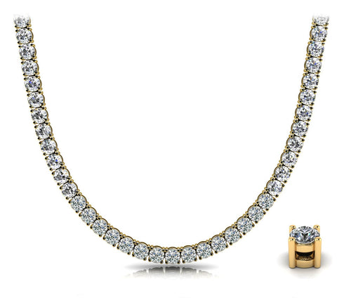 Lab Diamond Tennis Necklace -Choice of White or Yellow Gold - 5.00ct to 20ct Total Weight