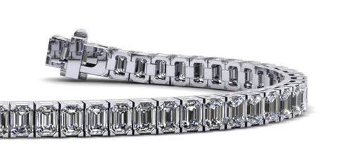 Emerald Cut Tennis Bracelets -Lab Diamonds - Choice of White Gold or Yellow Gold- 8.00ct to 15.00ct Total Weight