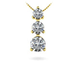 Lab Diamond  Three Prong 3 Stone Pendant In 14K Yellow Gold Or White Gold