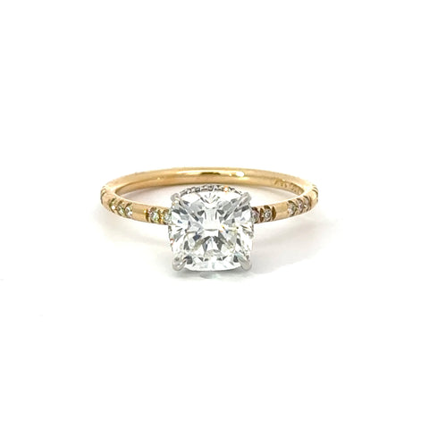 Cushion Cut Diamond - Reverse Halo with Spaced Out Italian Pave Design- Choice of .50ct / .80ct / 1.00ct or 1.20ct